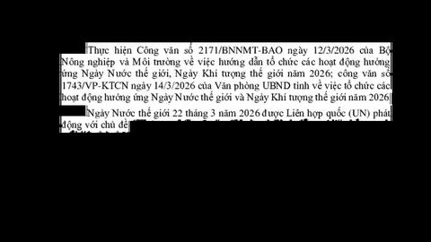 Về việc tổ chức các hoạt động hưởng ứng Ngày Nước thế giới, Ngày Khí tượng thế giới năm 2026