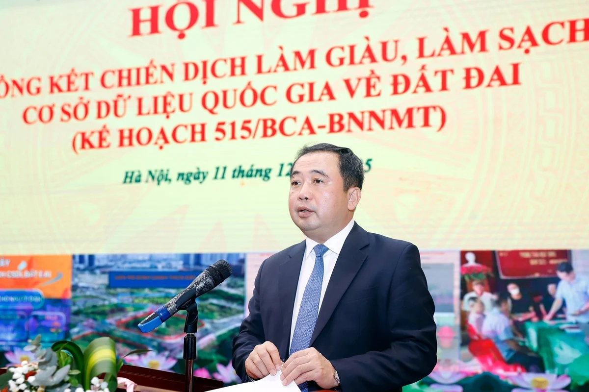 Bộ trưởng Bộ Nông nghiệp và Môi trường Trần Đức Thắng phát biểu khai mạc Hội nghị. Ảnh: Khương Trung.