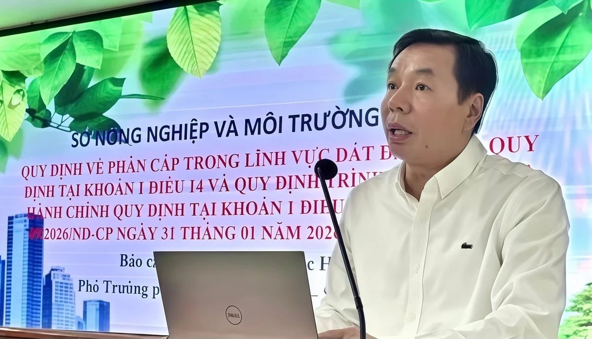 Phó Giám đốc Sở Nông nghiệp và Môi trường Nguyễn Văn Hạnh phát biểu tại lớp bồi dưỡng. Ảnh: Hoàng Nghĩa. Phó Giám đốc Sở Nông nghiệp và Môi trường Nguyễn Văn Hạnh phát biểu tại lớp bồi dưỡng. Ảnh: Hoàng Nghĩa.